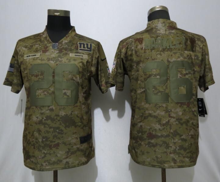 Women New York Giants #26 Barkley Nike Camo Salute to Service Limited NFL Jerseys
